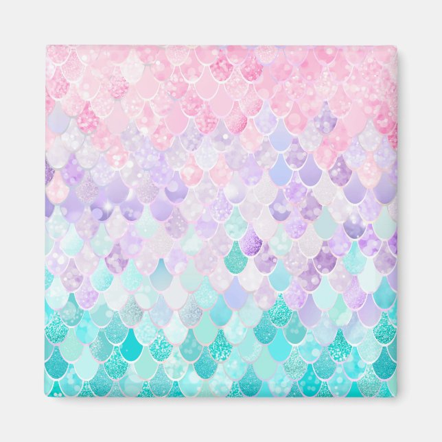 Niedliche Meerjungfrau Pastelle, rosa, Lila, Aquam Magnet (Vorne)
