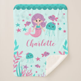 Niedliche Meerjungfrau-personalisiertes Mädchen Sherpadecke