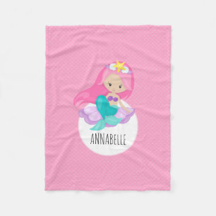 Niedliche Meerjungfrau Princess Girl Sea Muschel R Fleecedecke