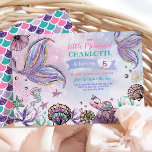 Niedliche Meerjungfrau unter der Geburtstagspartei Einladung<br><div class="desc">Whimsical Mermaid Geburtstagsveranstaltung - perfekt für Party unter Meeresthemen</div>