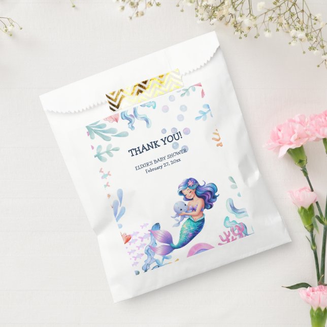 Niedliche Meerjungfrau Unterwasserfarbe Babydusche Geschenktütchen (Versiegelt)