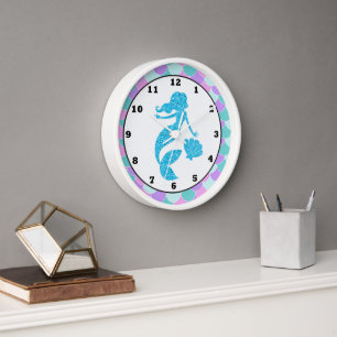 Niedliche Meerjungfraumädchenraum-Wanduhr Uhr