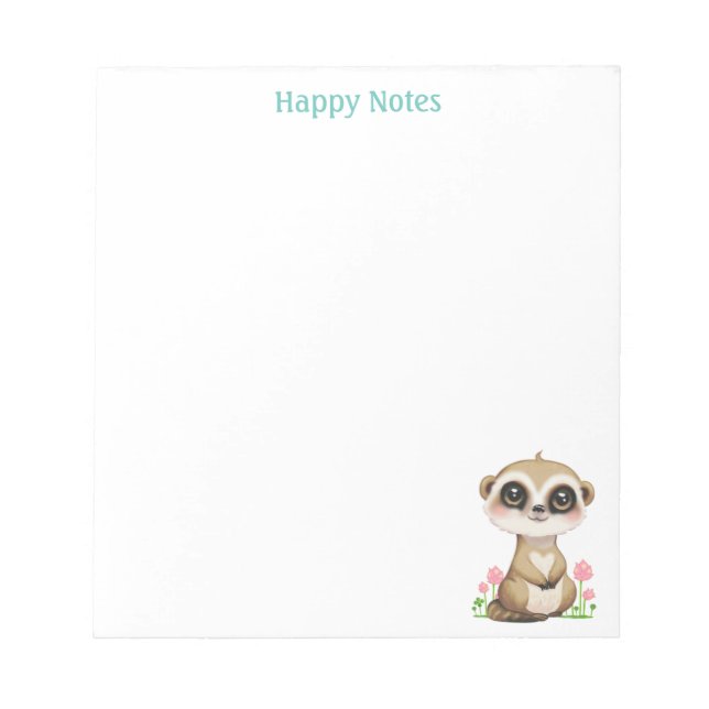 Niedliche Meerkat und Blume Personalisiert Notizblock (Vorderseite)