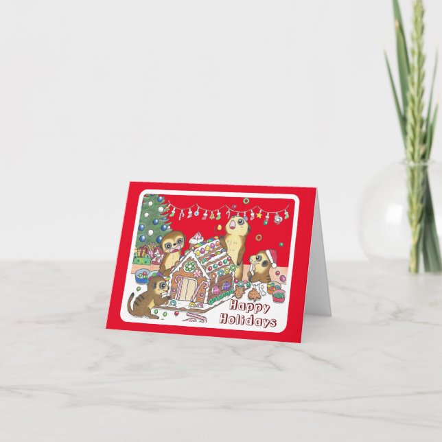 Niedliche Meerkats Faltschachtel Weihnachtskarte Feiertagskarte (Vorderseite)