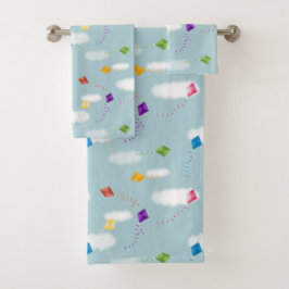 Niedliche mehrfarbige Fliegenkite Kinder Badhandtuch Set