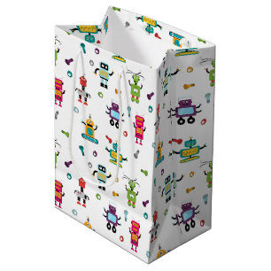Niedliche mehrfarbige Roboter Kids Roboter Muster Mittlere Geschenktüte