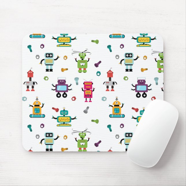 Niedliche mehrfarbige Roboter Kids Roboter Muster Mousepad (Mit Mouse)