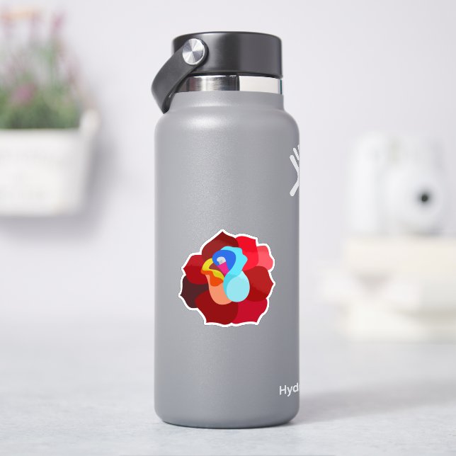 Niedliche mehrfarbige Rose Aufkleber (HydroFlask)
