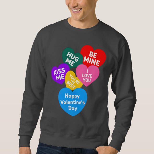 Niedliche Meldungen zur Liebe am farbigen Valentin Sweatshirt (Vorderseite)