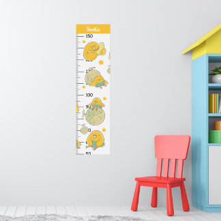Niedliche Melon- und Bird-Kawaii-Wachstumstabelle Poster