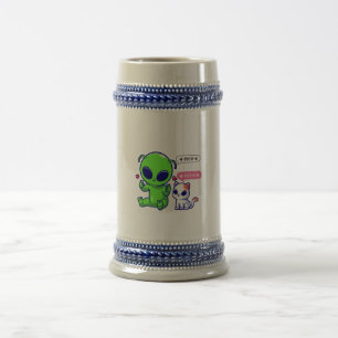 NIEDLICHE MEOKATZE MIT ALIEN BIERGLAS