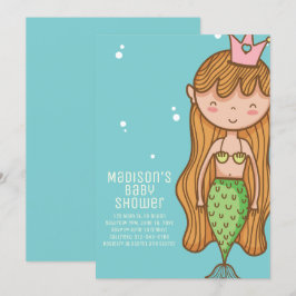 Niedliche Mermaid Baby Dusche Einladung