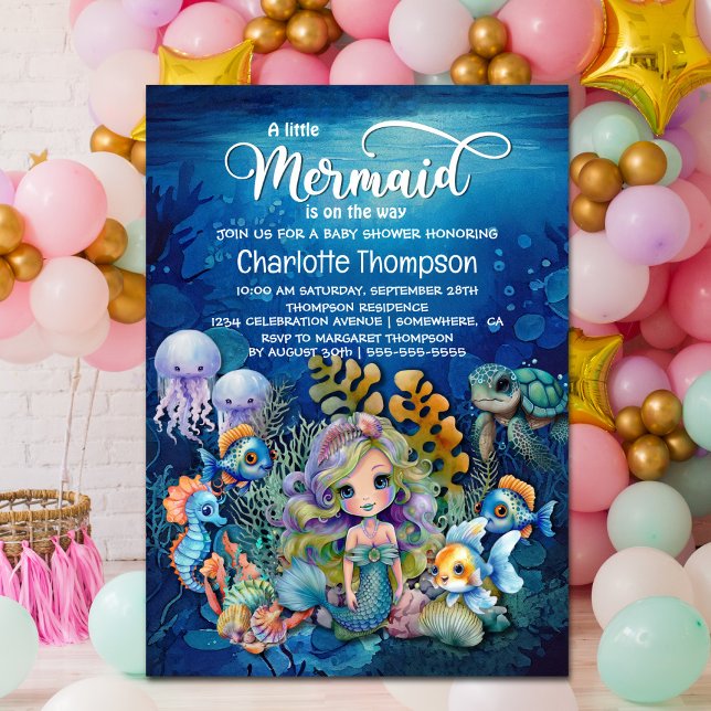 Niedliche Mermaid Baby Dusche Einladung (Von Creator hochgeladen)