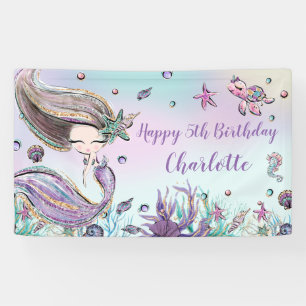 Niedliche Mermaid Birthday Pool Party Hintergrund Banner