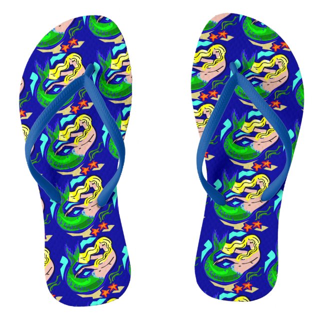 Niedliche Mermaid Dreams Blue Flip Flops (Fußbett)