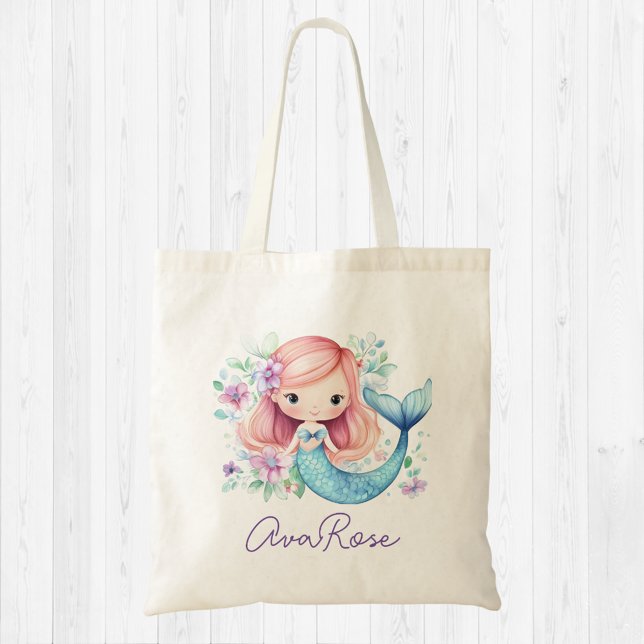 Niedliche Mermaid Girly Personalisiert Tote Bag Tragetasche (Von Creator hochgeladen)
