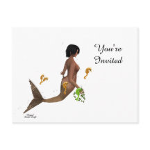 Niedliche Mermaid mit Seepferden Postkarte