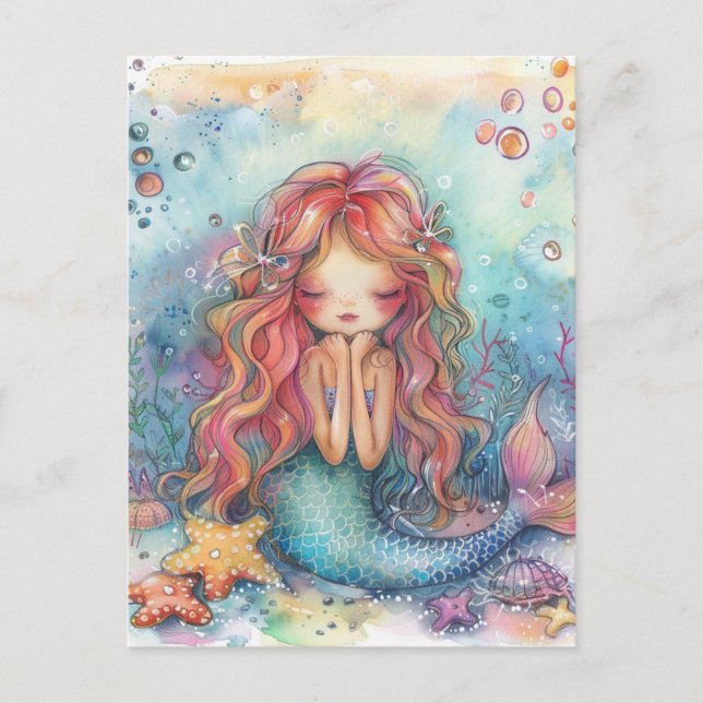 Niedliche Mermaid Postkarte (Vorderseite)