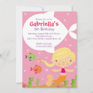 Niedliche Mermaid zum Geburtstag Einladung