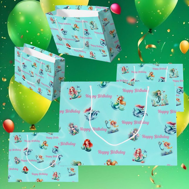 Niedliche Mermaids Theme Geschenktasche für Kinder Große Geschenktüte (Von Creator hochgeladen)
