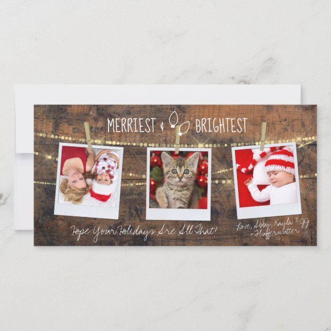 Niedliche Merriest & Brightest 3-Foto-Karte (Vorderseite)