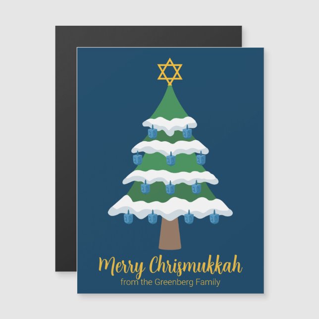 Niedliche Merry Chrismukkah Tree Magnet-Karten Magnetkarte (Vorne/Hinten)