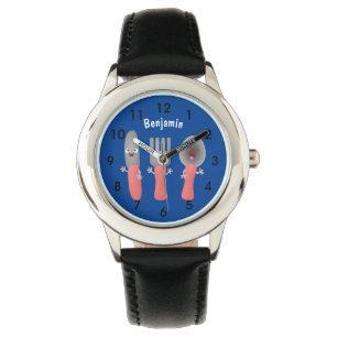 Niedliche Messergabel und Löffelbesteck Cartoon Armbanduhr
