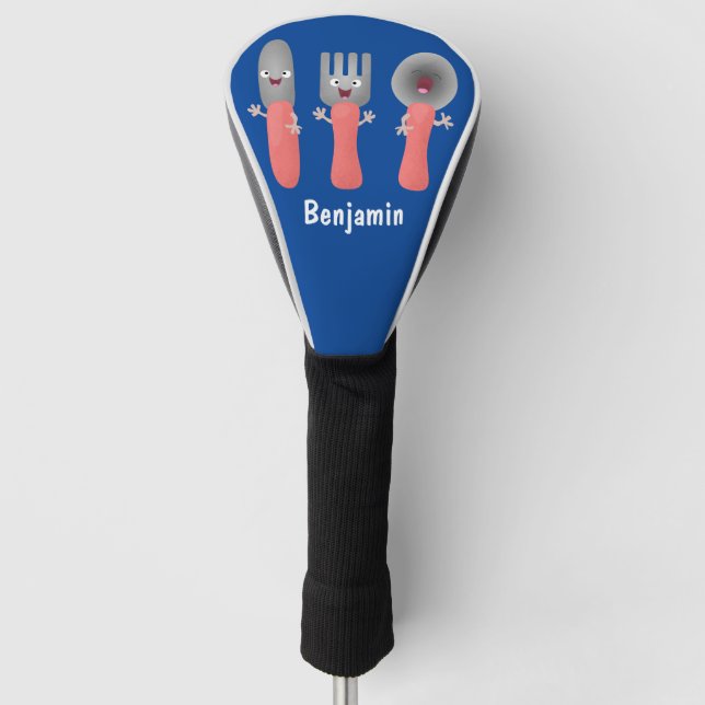 Niedliche Messergabel und Löffelbesteck Cartoon Golf Headcover (Vorderseite)