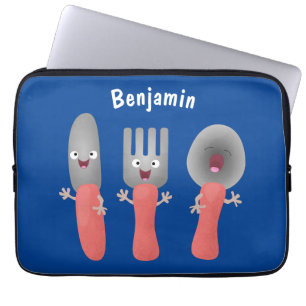 Niedliche Messergabel und Löffelbesteck Cartoon Laptopschutzhülle
