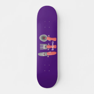 Niedliche Messergabel und Löffelbesteck Cartoon Skateboard