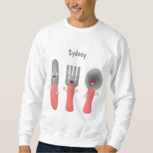 Niedliche Messergabel und Löffelbesteck Cartoon Sweatshirt