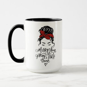 Niedliche Messy Bun Getting Stuff Fertige Schwarze Tasse