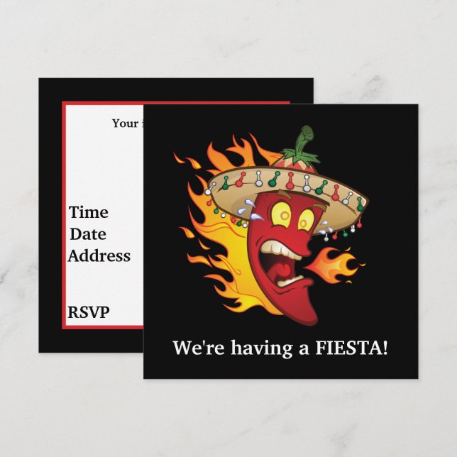 Niedliche mexikanische Fiesta-Party Einladung (Vorne/Hinten)