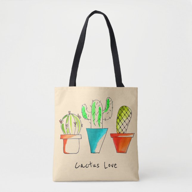 Niedliche mexikanische Kakteen Liebe Wüstenkunst Tasche (Vorderseite)