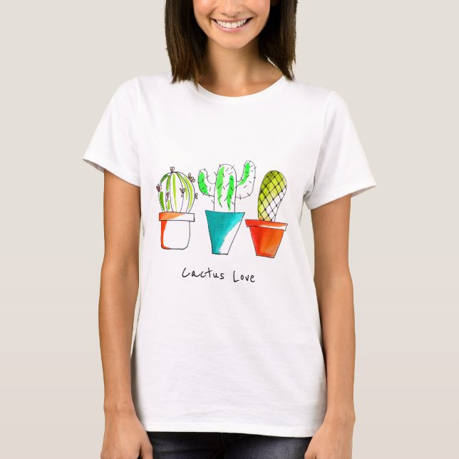 Niedliche mexikanische Kakteen-Liebe zeichnend Kun T-Shirt (Vorderseite)