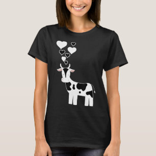 Niedliche Milchkuh mit Herzen-Ich liebe Kühe T-Shirt
