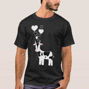 Niedliche Milchkuh mit Herzen Ich liebe Kühe T-Shirt