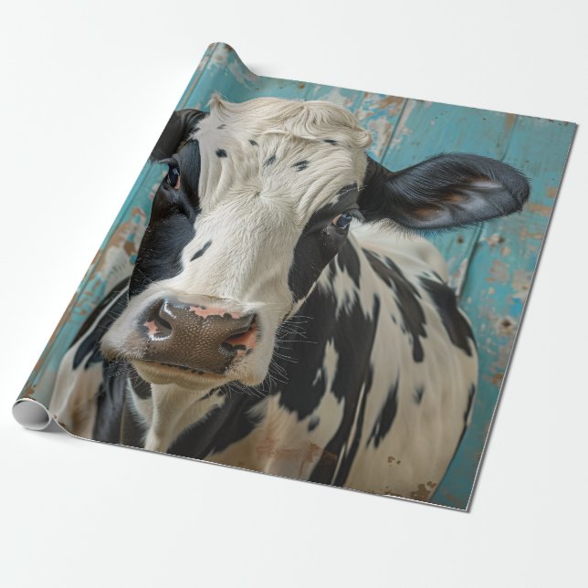 Niedliche Milchkühe Bauernhof Malerei Geschenkpapier (Ungerollt)