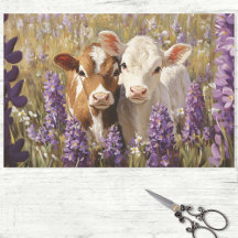 Niedliche Milchkühe Kälber Lupine Blume Decoupage