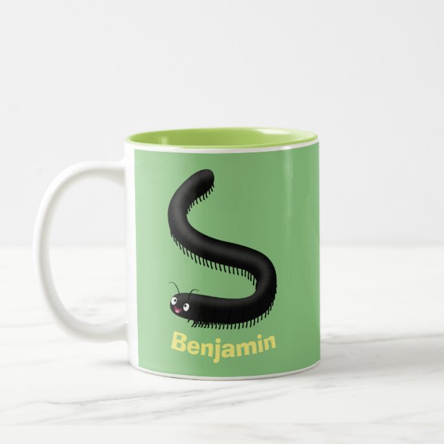 Niedliche Millipez-Cartoon-Abbildung Zweifarbige Tasse (Links)