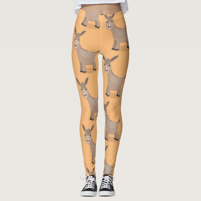 Niedliche Mini-Esel-Cartoon-Abbildung Leggings (Vorderseite)