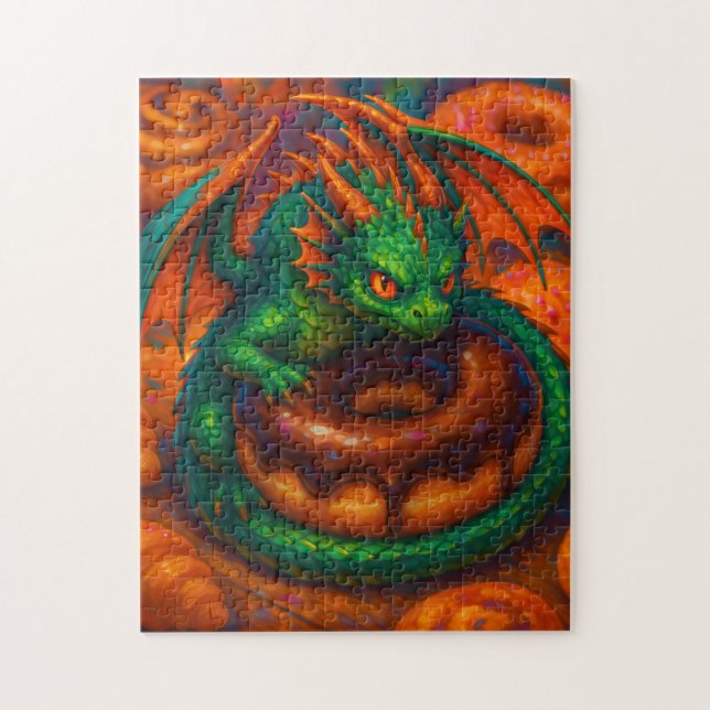 Niedliche Mini Green Dragon & Donut Fantasy Art (Vertikal)