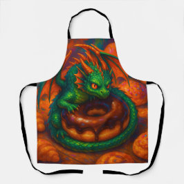 Niedliche Mini Green Dragon & Donut Fantasy Art Schürze
