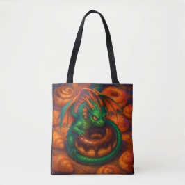 Niedliche Mini Green Dragon & Donut Fantasy Art Tasche