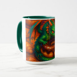 Niedliche Mini Green Dragon & Donut Fantasy Art Tasse