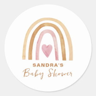 Niedliche Mini-Neutral-Boho Rainbow-Babydusche Runder Aufkleber