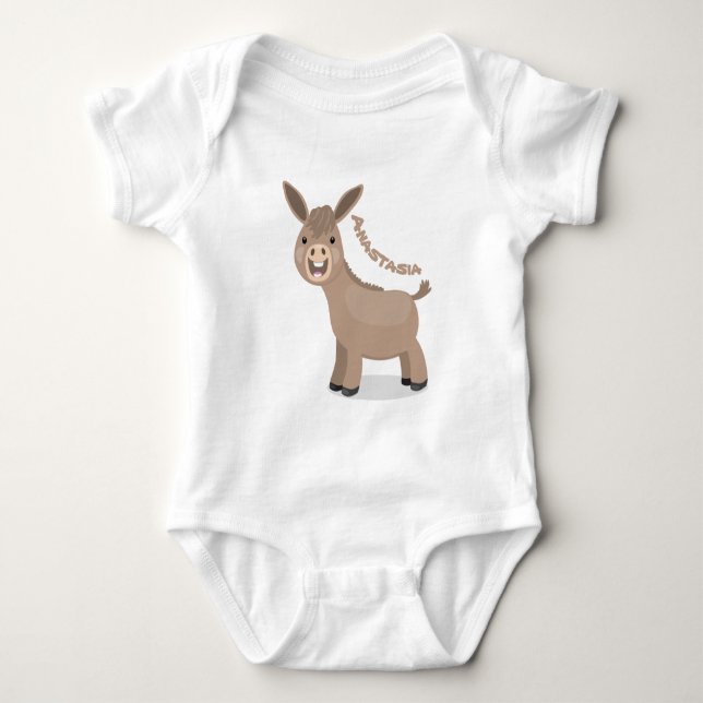 Niedliche Miniatur-Esel-Cartoon-Abbildung Baby Strampler (Vorderseite)