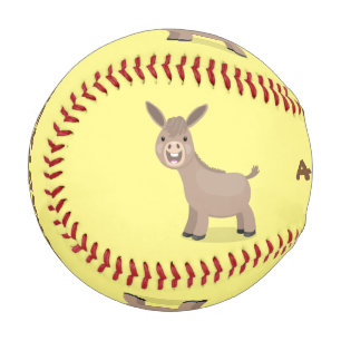 Niedliche Miniatur-Esel-Cartoon-Abbildung Baseball