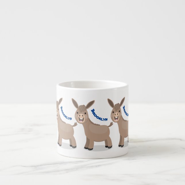 Niedliche Miniatur-Esel-Cartoon-Abbildung Espressotasse (Vorderseite)