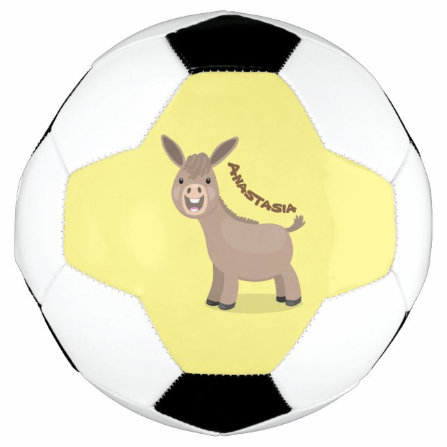 Niedliche Miniatur-Esel-Cartoon-Abbildung Fußball (Vorderseite)